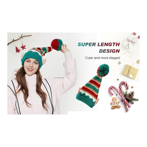 Christmas Elf Knitted Beanie Hat - Funny Beanie For Xmas, Parties & New Years - Picture 4 of 10
